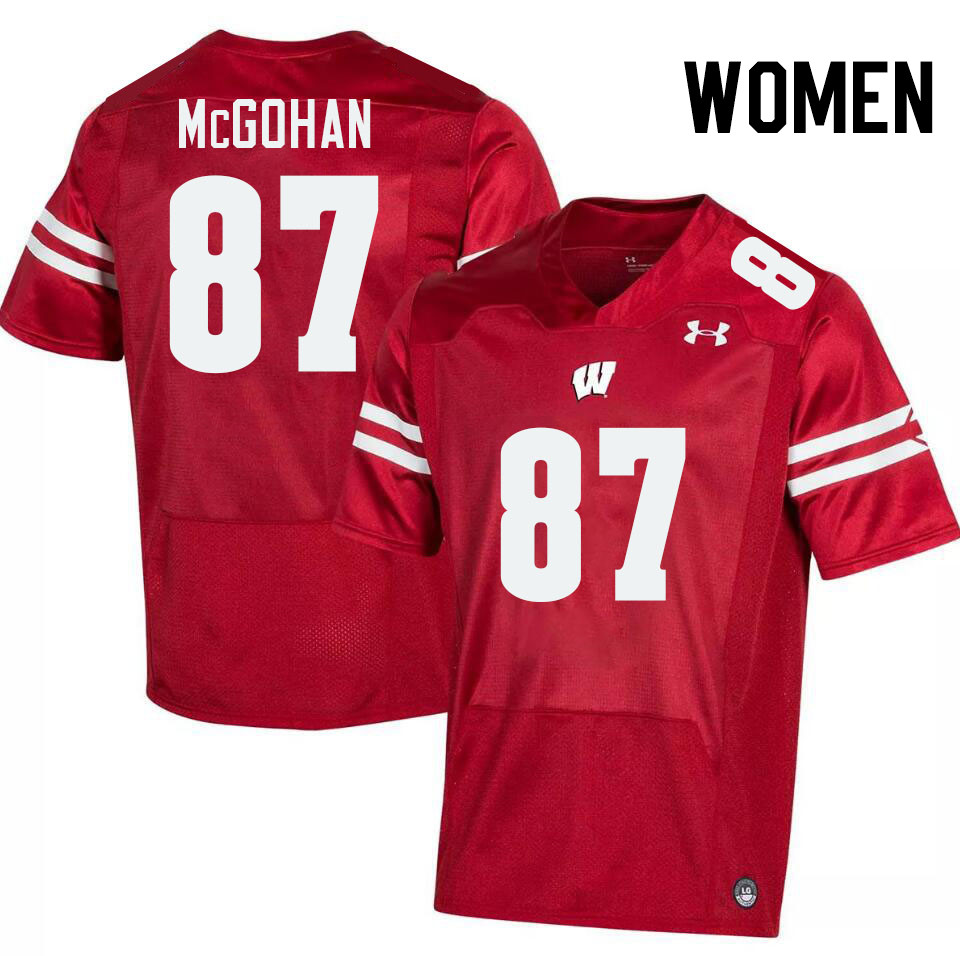 Women #87 Jackson McGohan Wisconsin Badgers College Football Jerseys Stitched-Red